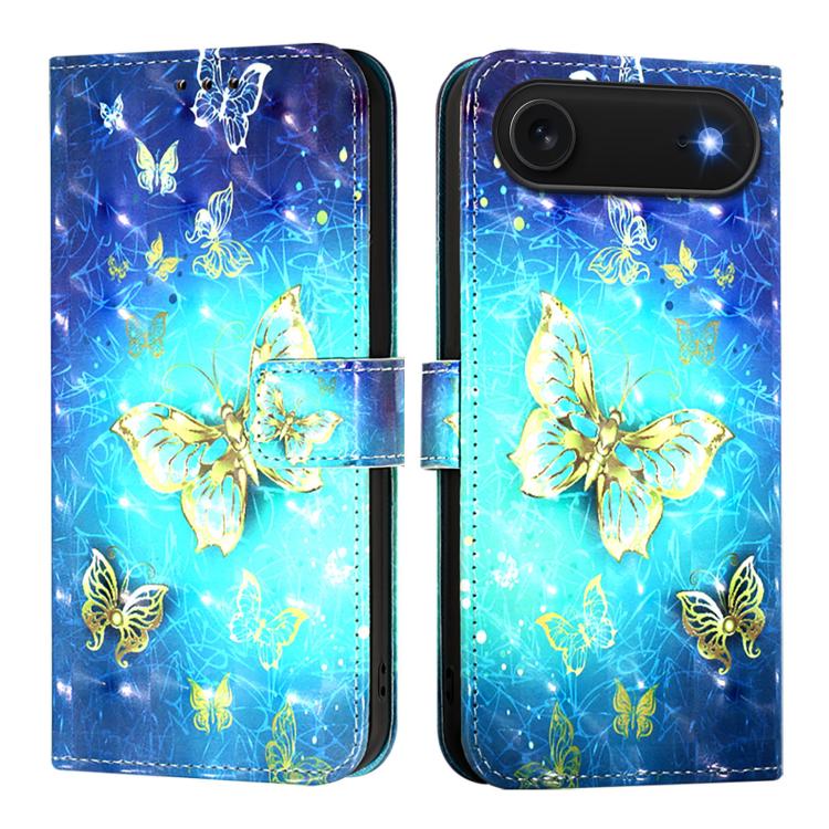 3D Painting flip PU leather iPhone Air wallet case with Golden Butterfly artwork