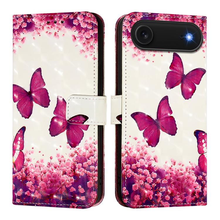 3D Painting flip PU leather iPhone Air wallet case with Rose Butterfly artwork