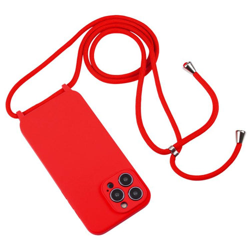Crossbody lanyard liquid silicone iPhone case detail image