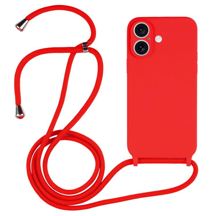 Crossbody lanyard liquid silicone iPhone case in red for iPhone 17