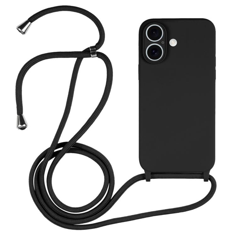 Crossbody lanyard liquid silicone iPhone case in black for iPhone 17