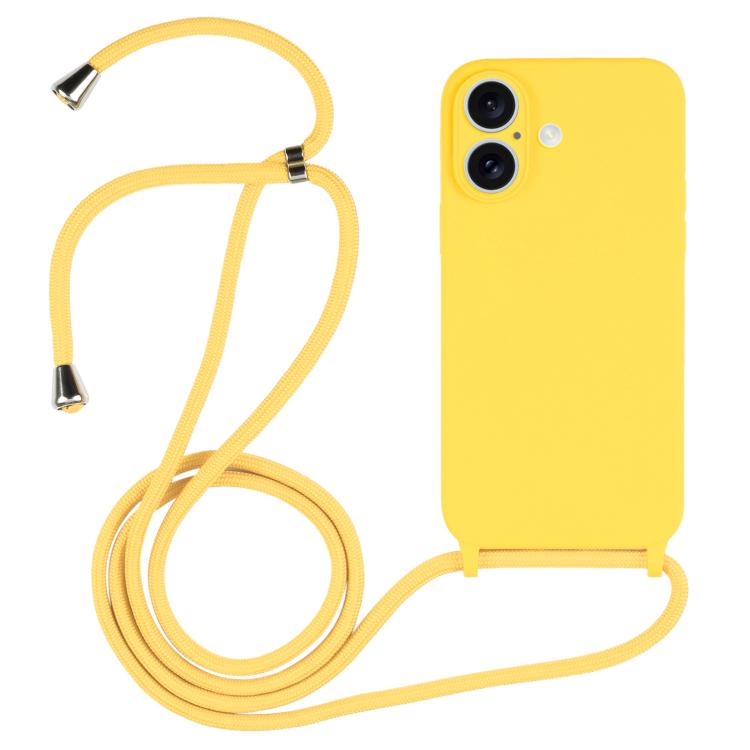 Crossbody lanyard liquid silicone iPhone case in yellow for iPhone 17