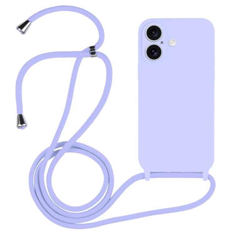 Crossbody lanyard liquid silicone iPhone case in light purple for iPhone 17