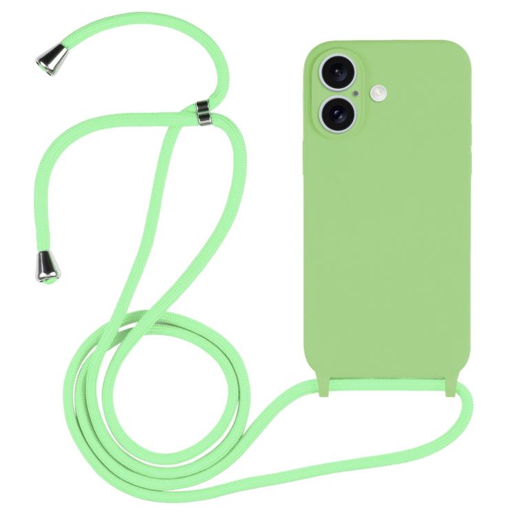 Crossbody lanyard liquid silicone iPhone case in matcha green for iPhone 17