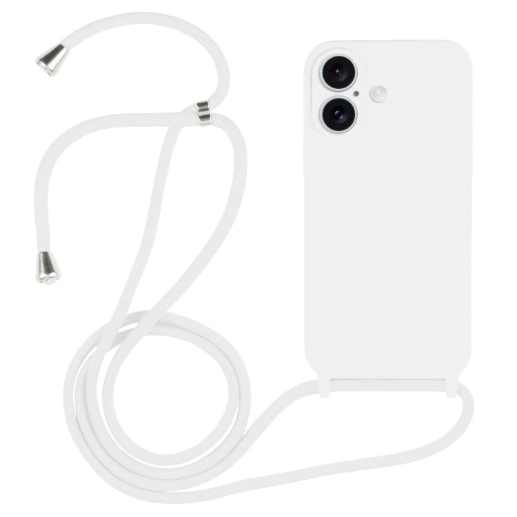 Crossbody lanyard liquid silicone iPhone case in white for iPhone 17