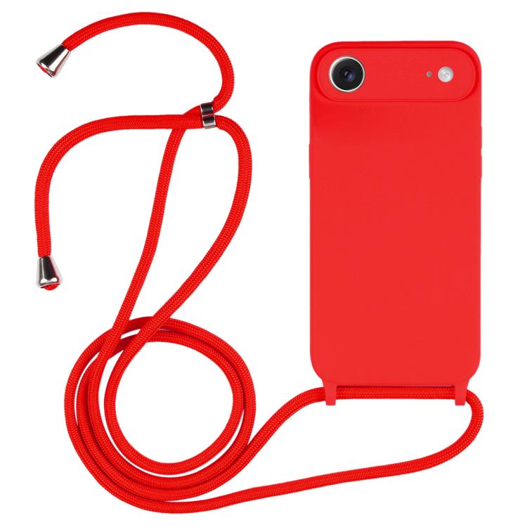 Crossbody lanyard liquid silicone iPhone case in red for iPhone Air