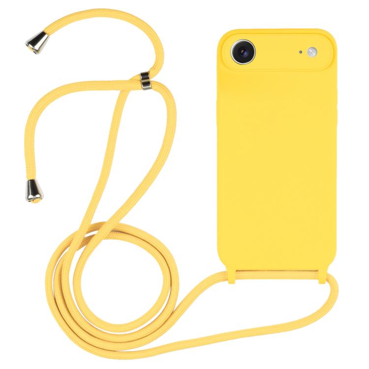 Crossbody lanyard liquid silicone iPhone case in yellow for iPhone Air