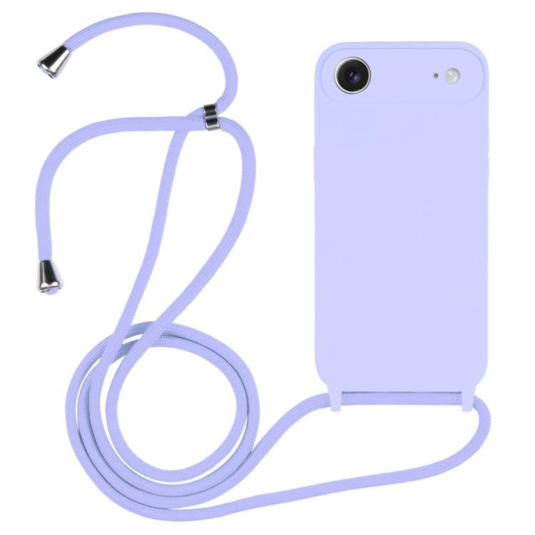 Crossbody lanyard liquid silicone iPhone case in light purple for iPhone Air