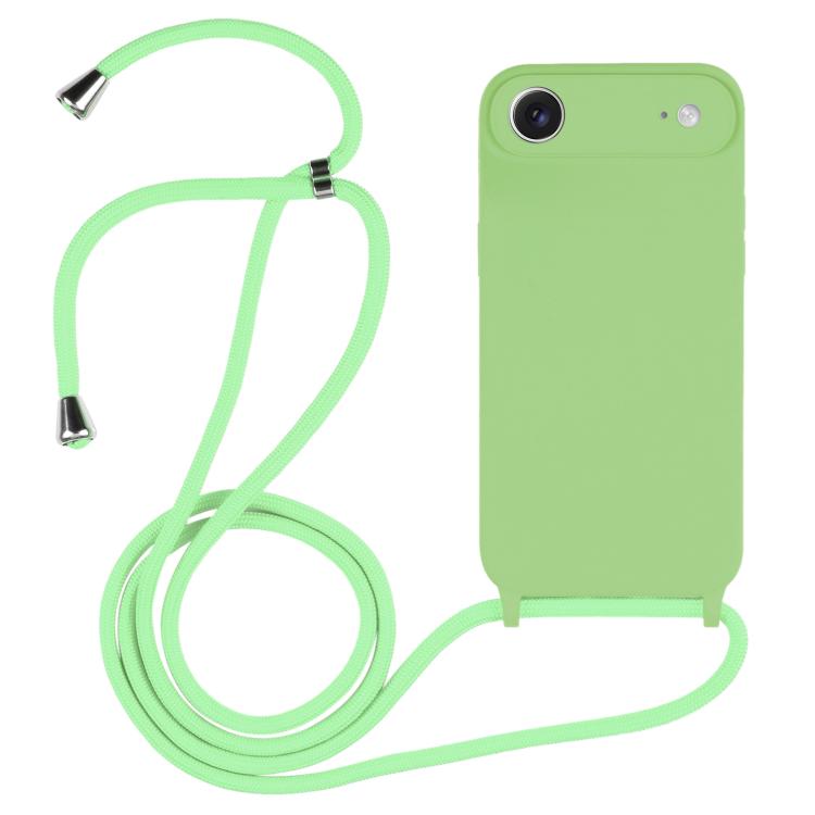 Crossbody lanyard liquid silicone iPhone case in matcha green for iPhone Air