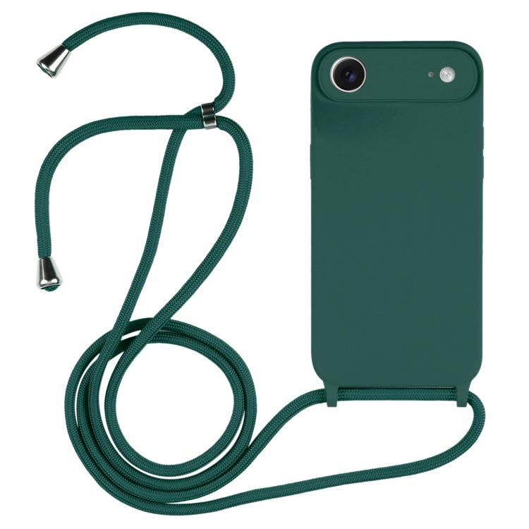 Crossbody lanyard liquid silicone iPhone case in pine needle green for iPhone Air