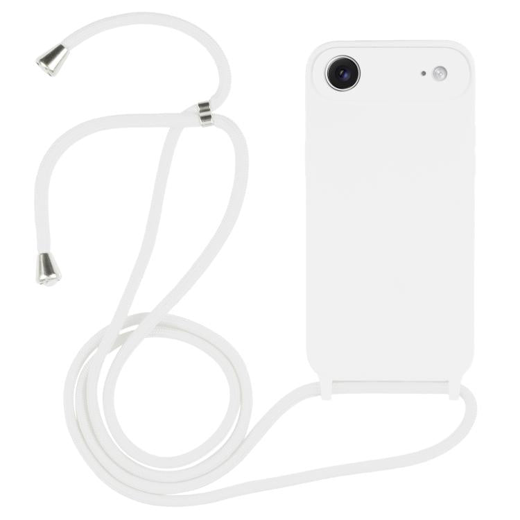 Crossbody lanyard liquid silicone iPhone case in white for iPhone Air
