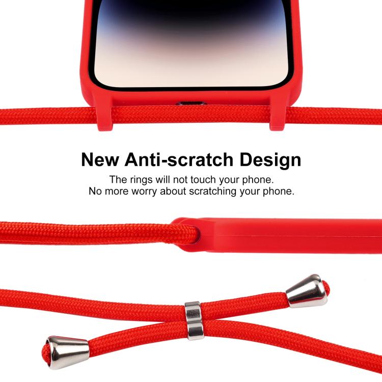 Crossbody lanyard liquid silicone iPhone case adjustable strap detail