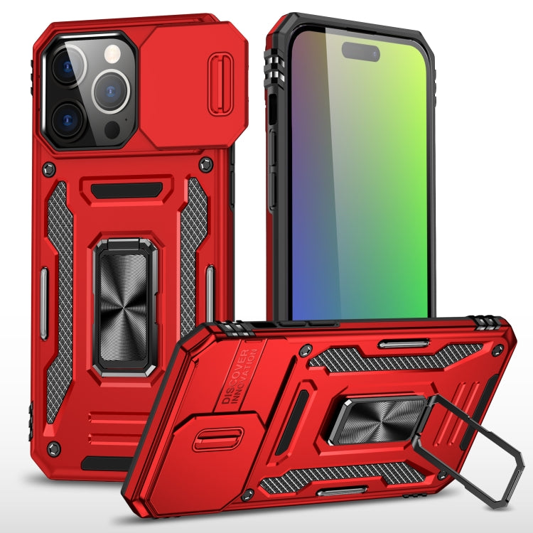 Armor camera shield iPhone case in red for iPhone 16 Pro Max