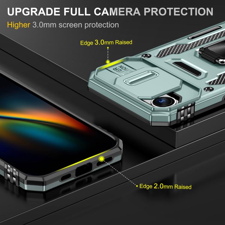 Armor iPhone case detail image showing sliding camera cover