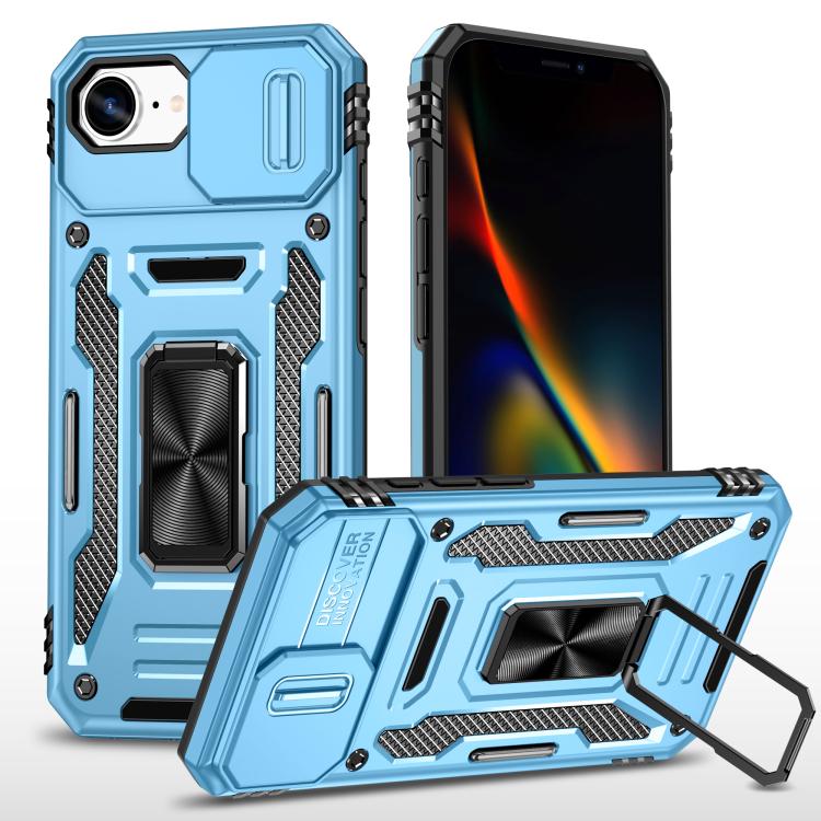 Armor camera shield iPhone case in light blue for iPhone 17e and 16e