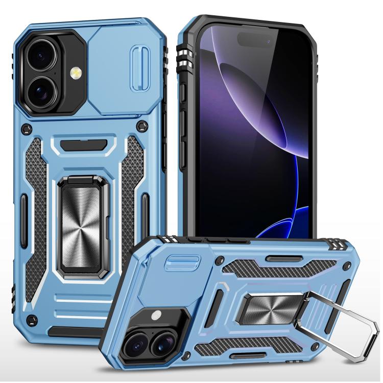 Armor camera shield iPhone case in light blue for iPhone 17