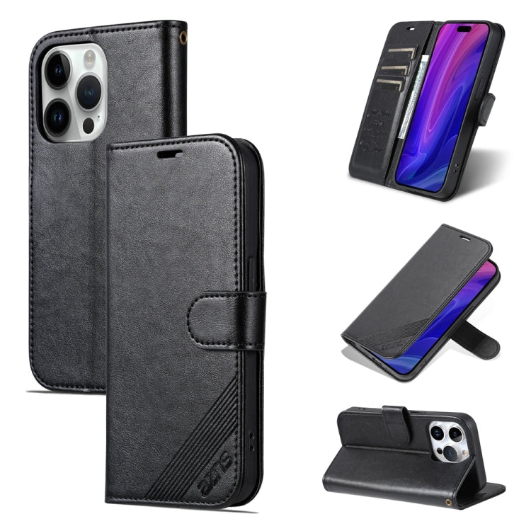 Mira Sales AZNS sheepskin texture flip wallet iPhone 15 Pro Max case in black