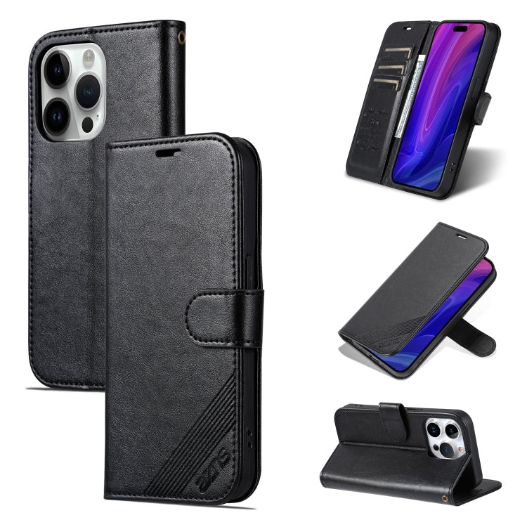 Mira Sales AZNS sheepskin texture flip wallet iPhone 16 Pro case in black