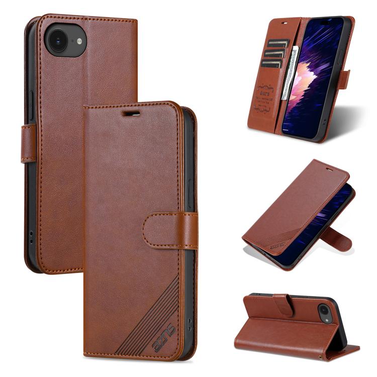 Mira Sales AZNS sheepskin texture flip wallet iPhone 17e and 16e case in brown