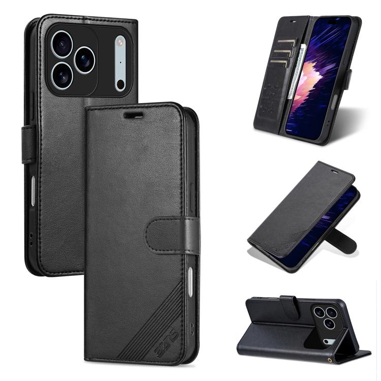 Mira Sales AZNS sheepskin texture flip wallet iPhone 17 Pro case in black