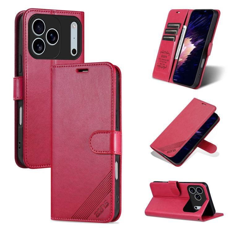 Mira Sales AZNS sheepskin texture flip wallet iPhone 17 Pro case in red