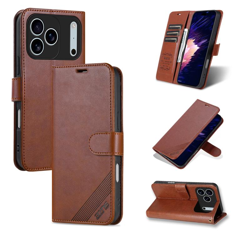 Mira Sales AZNS sheepskin texture flip wallet iPhone 17 Pro case in brown