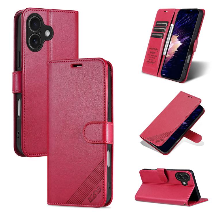 Mira Sales AZNS sheepskin texture flip wallet iPhone 17 case in red