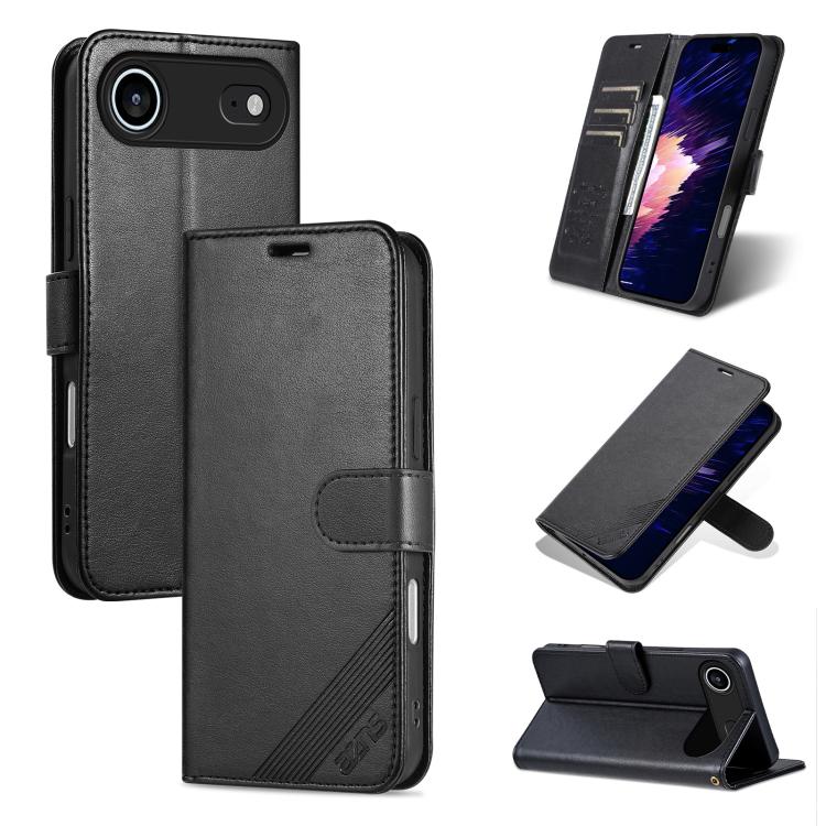 Mira Sales AZNS sheepskin texture flip wallet iPhone Air case in black