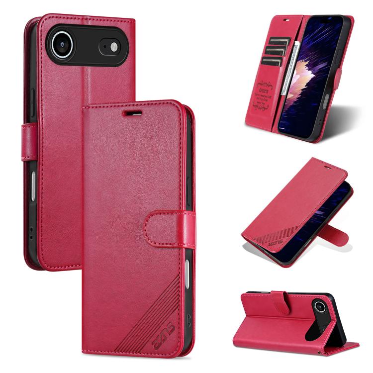 Mira Sales AZNS sheepskin texture flip wallet iPhone Air case in red