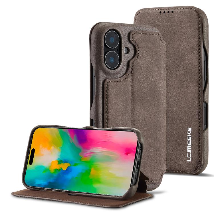 Coffee LC.IMEEKE Hon Ancient flip iPhone 17 card slot stand case