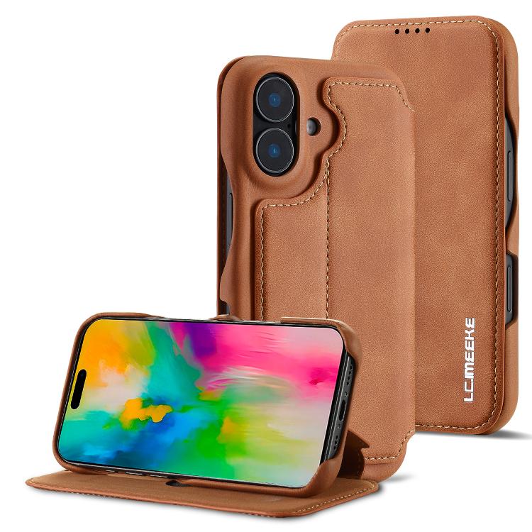Brown LC.IMEEKE Hon Ancient flip iPhone 17 card slot stand case