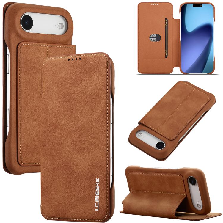 Brown LC.IMEEKE Hon Ancient flip iPhone Air card slot stand case