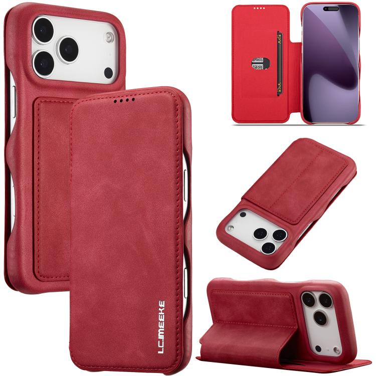 Red LC.IMEEKE Hon Ancient flip iPhone 17 Pro card slot stand case