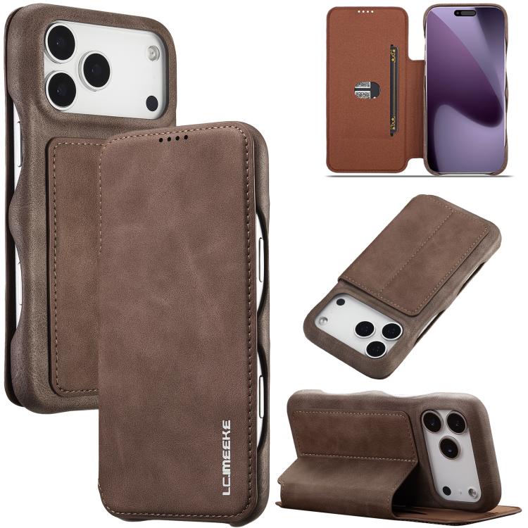Coffee LC.IMEEKE Hon Ancient flip iPhone 17 Pro Max card slot stand case