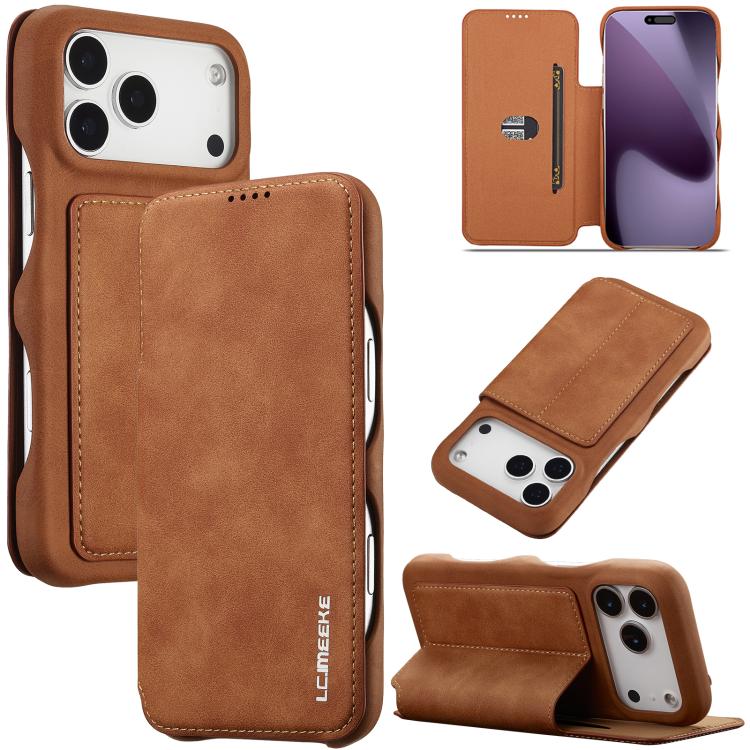 Brown LC.IMEEKE Hon Ancient flip iPhone 17 Pro Max card slot stand case