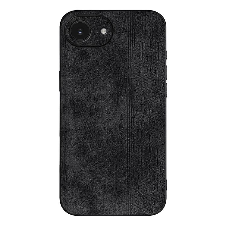 AZNS black 3D embossed skin-feel iPhone case front and back view