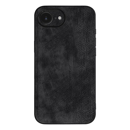 AZNS black 3D embossed skin-feel iPhone case front and back view