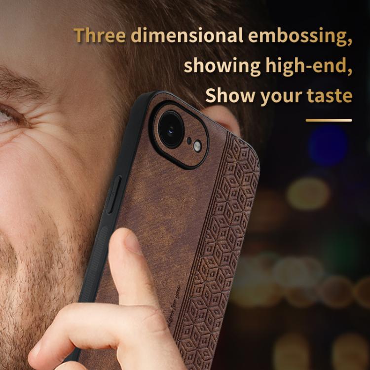AZNS leather TPU iPhone case detail showing button and port access