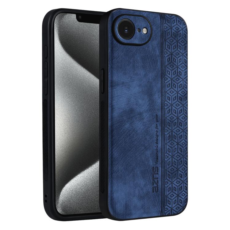 AZNS 3D embossed leather TPU iPhone 16e and 17e case in sapphire blue