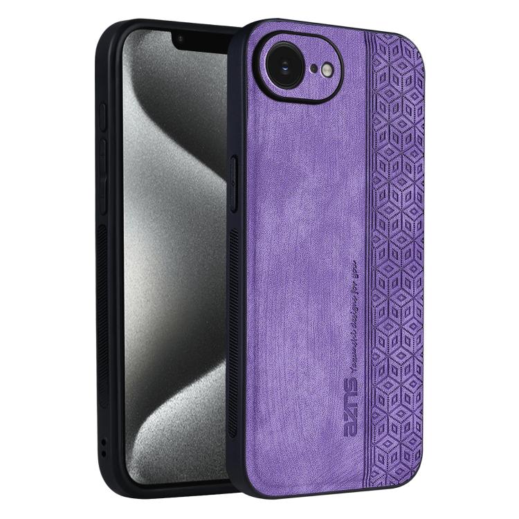 AZNS 3D embossed leather TPU iPhone 16e and 17e case in purple