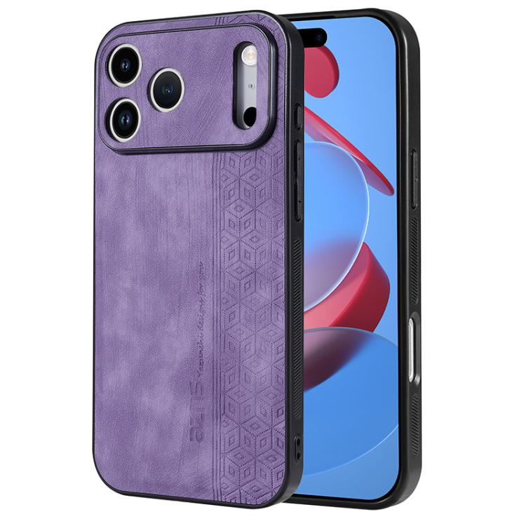 AZNS 3D embossed leather TPU iPhone 17 Pro Max case in purple
