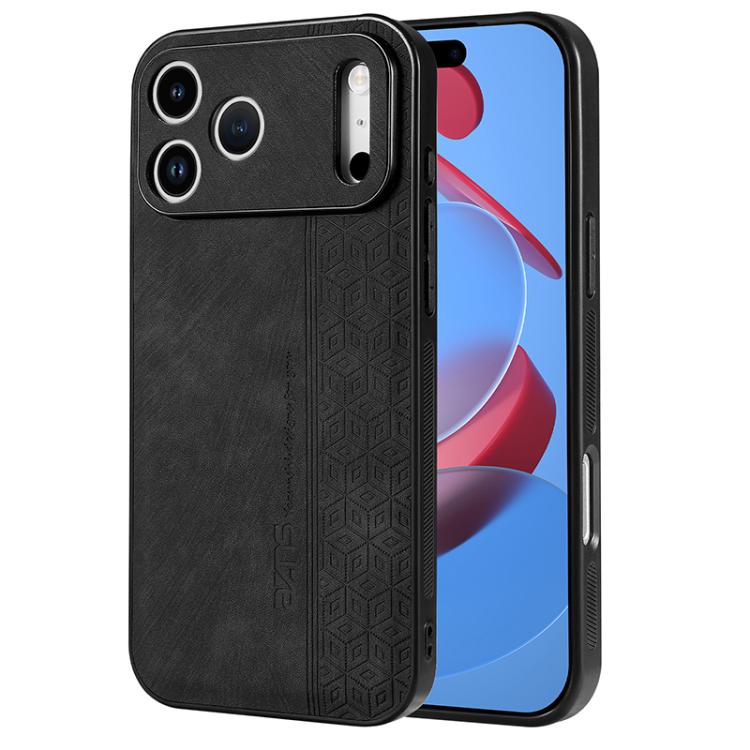 AZNS 3D embossed leather TPU iPhone 17 Pro case in black