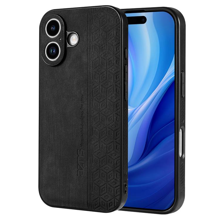 AZNS 3D embossed leather TPU iPhone 17 case in black
