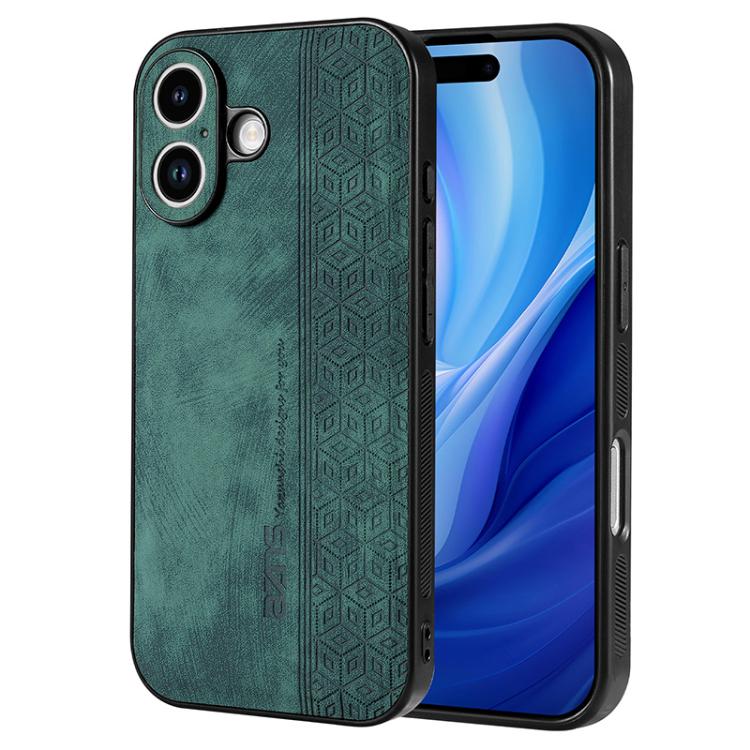AZNS 3D embossed leather TPU iPhone 17 case in dark green