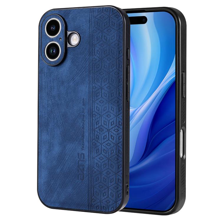 AZNS 3D embossed leather TPU iPhone 17 case in sapphire blue