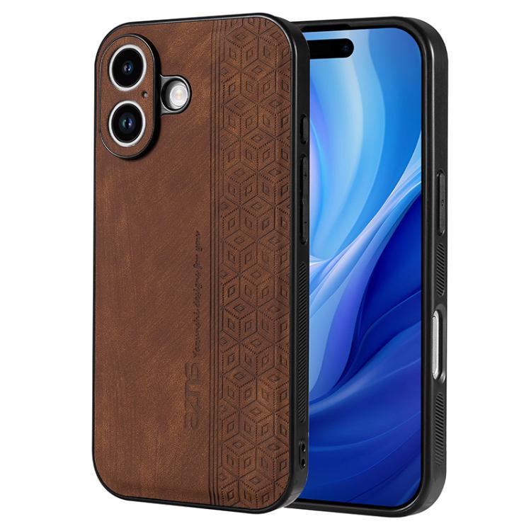 AZNS 3D embossed leather TPU iPhone 17 case in brown