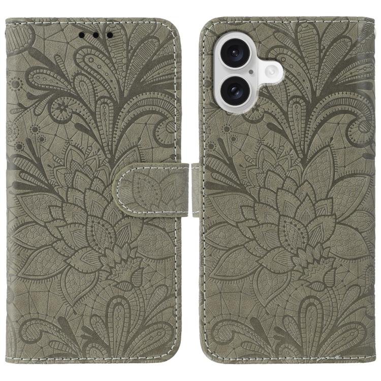 Grey lace flower iPhone 17 flip case