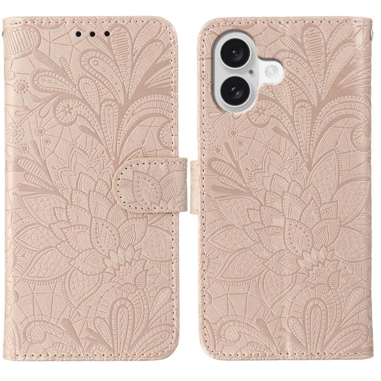 Rose gold lace flower iPhone 17 flip case