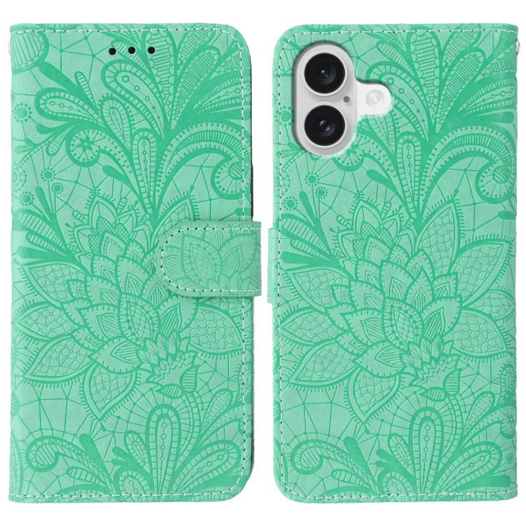 Green lace flower iPhone 17 flip case
