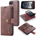 DG.MING detachable magnetic leather iPhone case in red with wallet cover